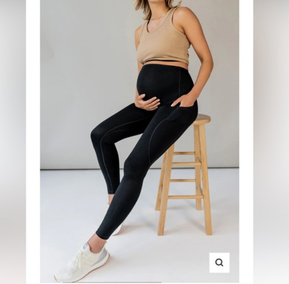 Blanqi Everyday Maternity Leggings Belly Support Pockets Black Size Small New